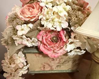 Shabby Chic Floral Arrangement in Decoupage Planter