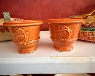 Pair of Anduze Style Glazed Terracotta Planters