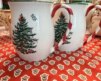 Spode Christmas Tree Peppermint Candy Cane Handle Mug