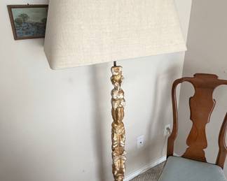 18th Century Italian Carved Column Floor Lamp