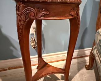 Louis XV Style Carved Wood Round Accent Table