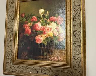 Vintage Floral Still Life Oil Painting by Jean Baptiste Robie