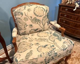 Louis XV Style Bergere Armchair with Floral Upholstery