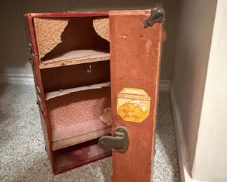 Vintage Miniature Doll Wardrobe Steamer Trunk with Switzerland Decal