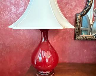 Pair of Sang de Boeuf Glazed Ceramic Table Lamps