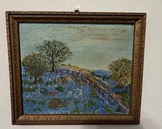 Texas Bluebonnet Landscape Painting by Attr. to Eloise Polk McGill