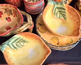 Italian Hand-Painted Ceramic Lemon-Form Serving Bowl by Italica Ars