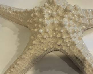 Decorative White Glitter Starfish Sculpture