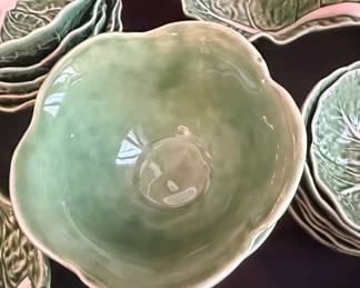 Bordallo Pinheiro Cabbage Leaf Ceramic Bowls