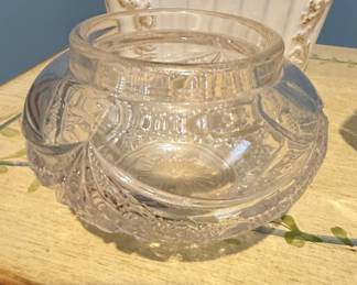 Vintage Pressed Glass "Starburst" Pattern Dresser Jar or Candy Dish Base
