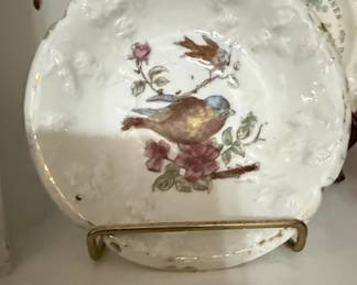Vintage Leuchtenburg Germany Lusterware Serving Bowl with Bird Motif