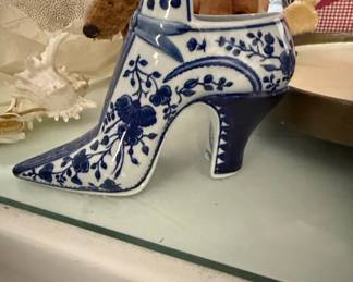 Vintage Blue and White Porcelain Shoe Figurine - Formalities by Baum Bros