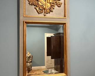 Louis XVI Style Neoclassical Trumeau Mirror with Musical Trophy