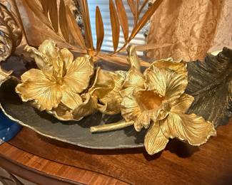 Gold Leaf Orchid Decorative Tray