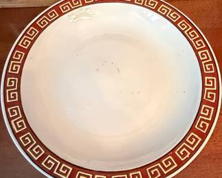 Vintage Atlas China (NY) Deep Red & Gold Greek Key 10" Platter