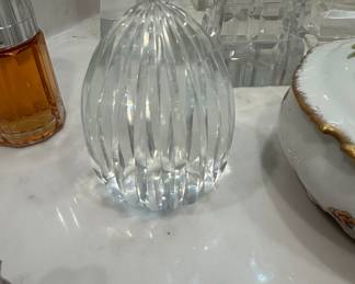 Vintage Ribbed Crystal Egg Paperweight - Possibly Imported from Poland