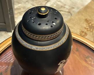 Royal Bayreuth Black and Gold Greek Key Bud Vase