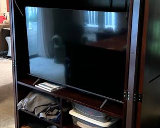 Dark Wood Entertainment Armoire with Soundbar