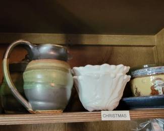 Hand thrown pottery.  Holiday dishes