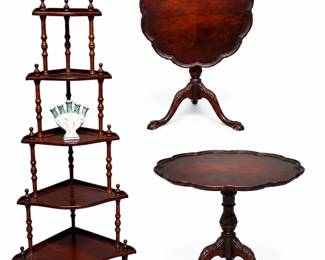 etagere shelf and Tilt Top Table