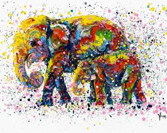 Elephant Mother and Child Painting