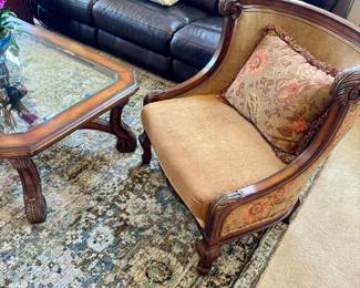 Traditional Carved Accent Chair that Matches the Coffee Table!