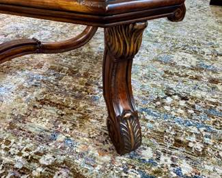 Carved Glass-Top Coffee Table