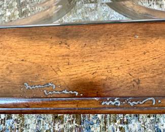Glass Top Coffee Table – Carved Wood Base - Signed