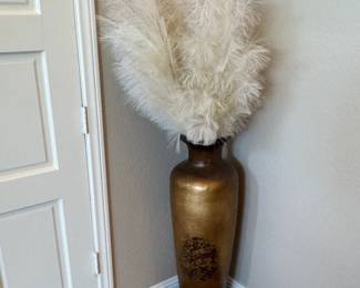 Tall Decorative Floor Vase with Pampas Grass