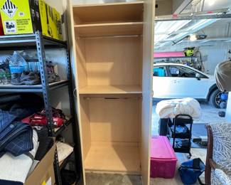 Tall Maple Storage Cabinet Wardrobe Armoire with Adjustable Shelves & Hanging Rods