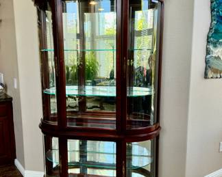 Lighted Curio Display Cabinet with Curved Glass