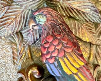 Pair Colorful Parrot Wall Corbels Shelves