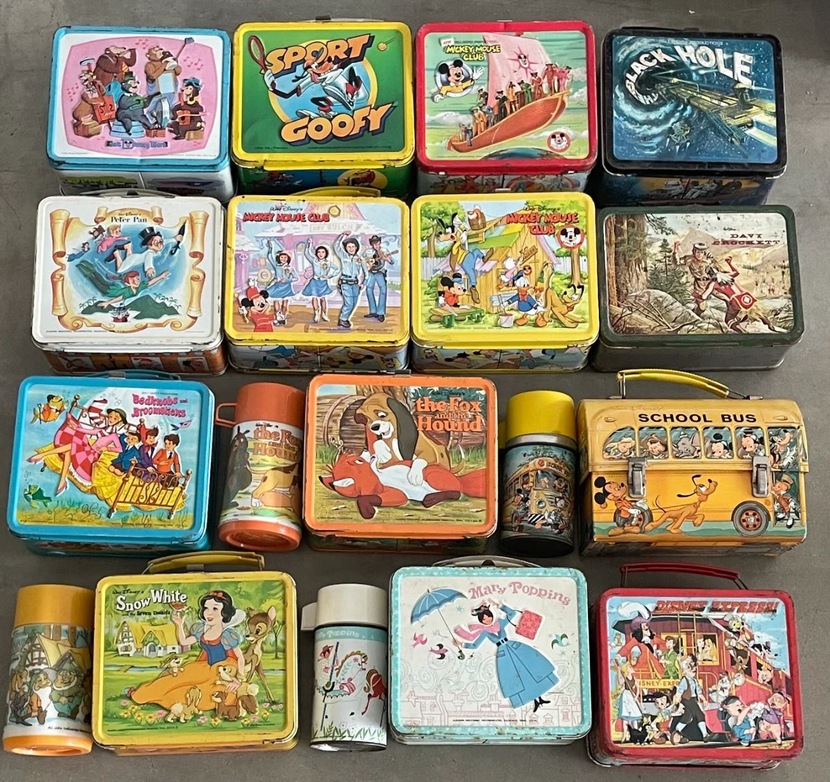 Collection of Disney Lunch Boxes and Thermos
