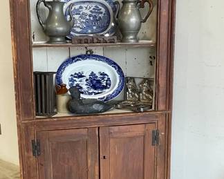 Early American Country Open Top Corner Cupboard, Country Primitives