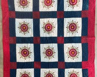 Hand Stitched Floral Quilt