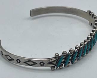 Sterling Silver Turquoise Petit Point Cuff Bracelet