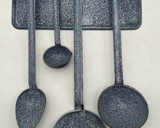 Grey Granite Enamelware Utensil Rack