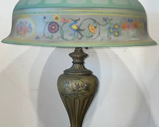 Signed Pairpoint Reverse Painted Art Glass Lamp
