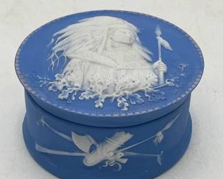 Jasperware Trinket Box with Native American