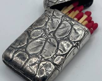 Gorham Silver Embossed Alligator Match Safe with Striker