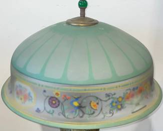 Signed Pairpoint Reverse Painted Art Glass Lamp