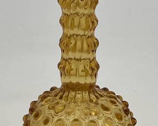 Amber Hobnail Barber Bottle