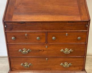 Period Cherry Dovetailed Drop Front Desk, Nice Interior,