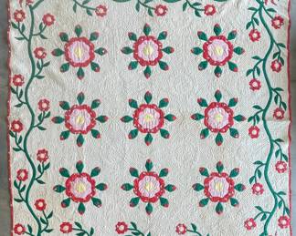 Hand Stitched Floral Quilt