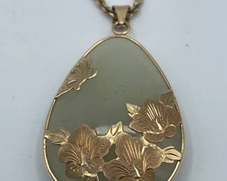 14K Gold & Jade Pendant on 14K Gold Chain