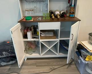 Farmhouse Bar Cabinet with Hutch and Wine Rack