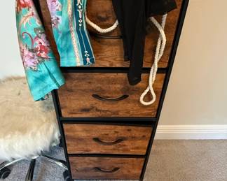 Industrial Style Drawer Storage Tower with Wood Top