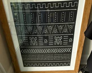 Framed Mudcloth Style Geometric Textile Art