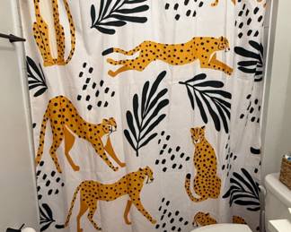 BlueLela Cheetahs Pattern on White Shower Curtain