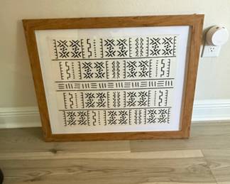 Framed West African Bogolanfini Mudcloth Textile Art